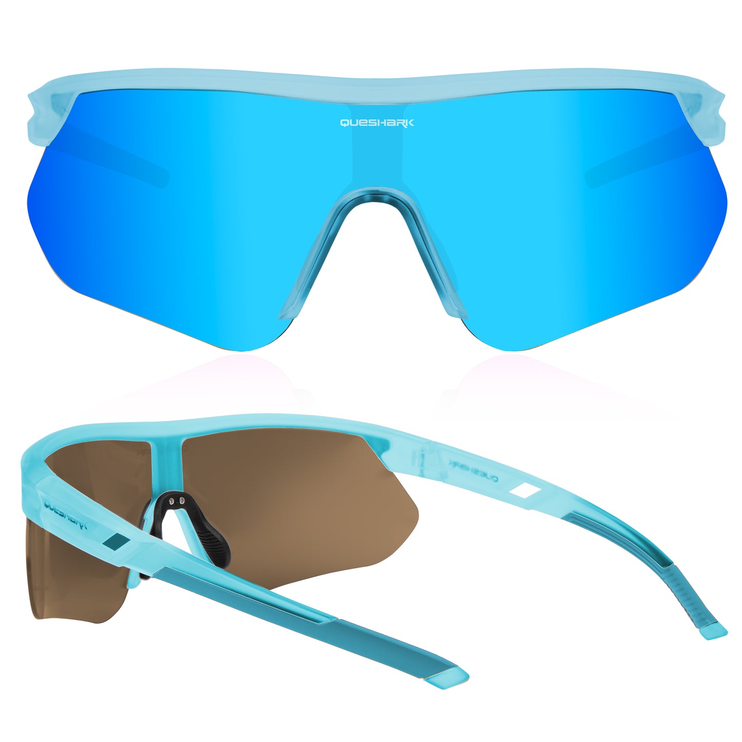 Queshark Cycling Running Glasses for Women Men UV400 Protection QE41 Clear Blue