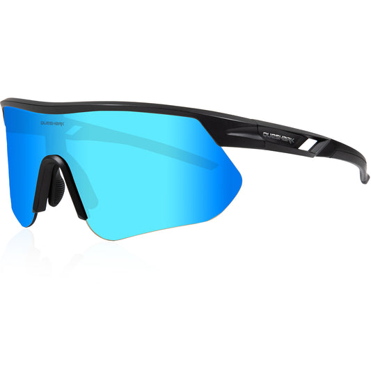 Queshark Cycling Running Glasses for Women Men UV400 Protection QE41 Black Blue