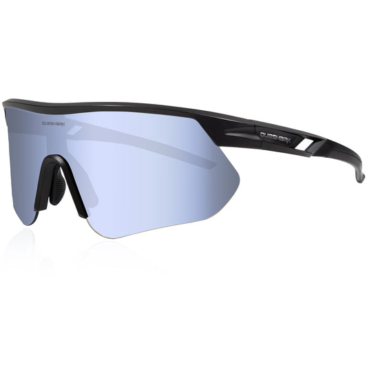 Queshark Cycling Running Glasses for Women Men UV400 Protection QE41 Black Silver