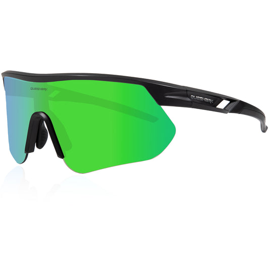 Queshark Cycling Running Glasses for Women Men UV400 Protection QE41 Black Green