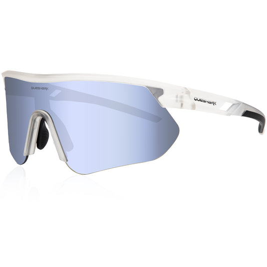 Queshark Cycling Running Glasses for Women Men UV400 Protection QE41 Clear Silver