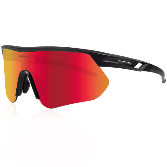 Queshark Cycling Running Glasses for Women Men UV400 Protection QE41 Black Red