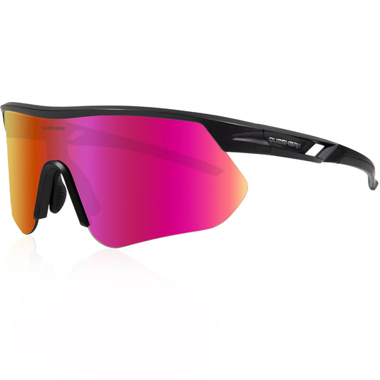 Queshark Cycling Running Glasses for Women Men UV400 Protection QE41 Black Rose Red
