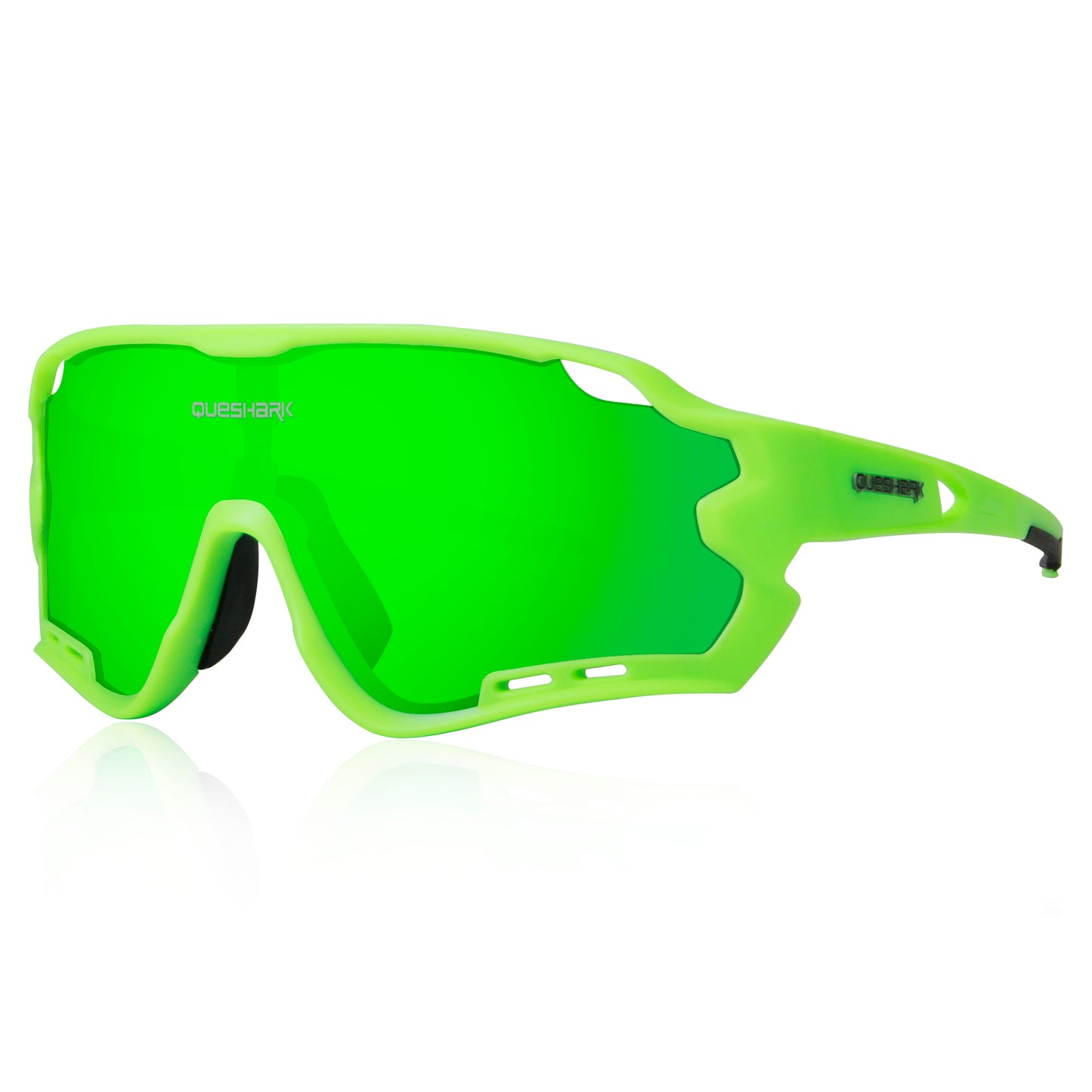 QE44 Green Polarized Cycling Sunglasses UV400 Bike Glasses Sport Eyewear for Men Women 4 Lens