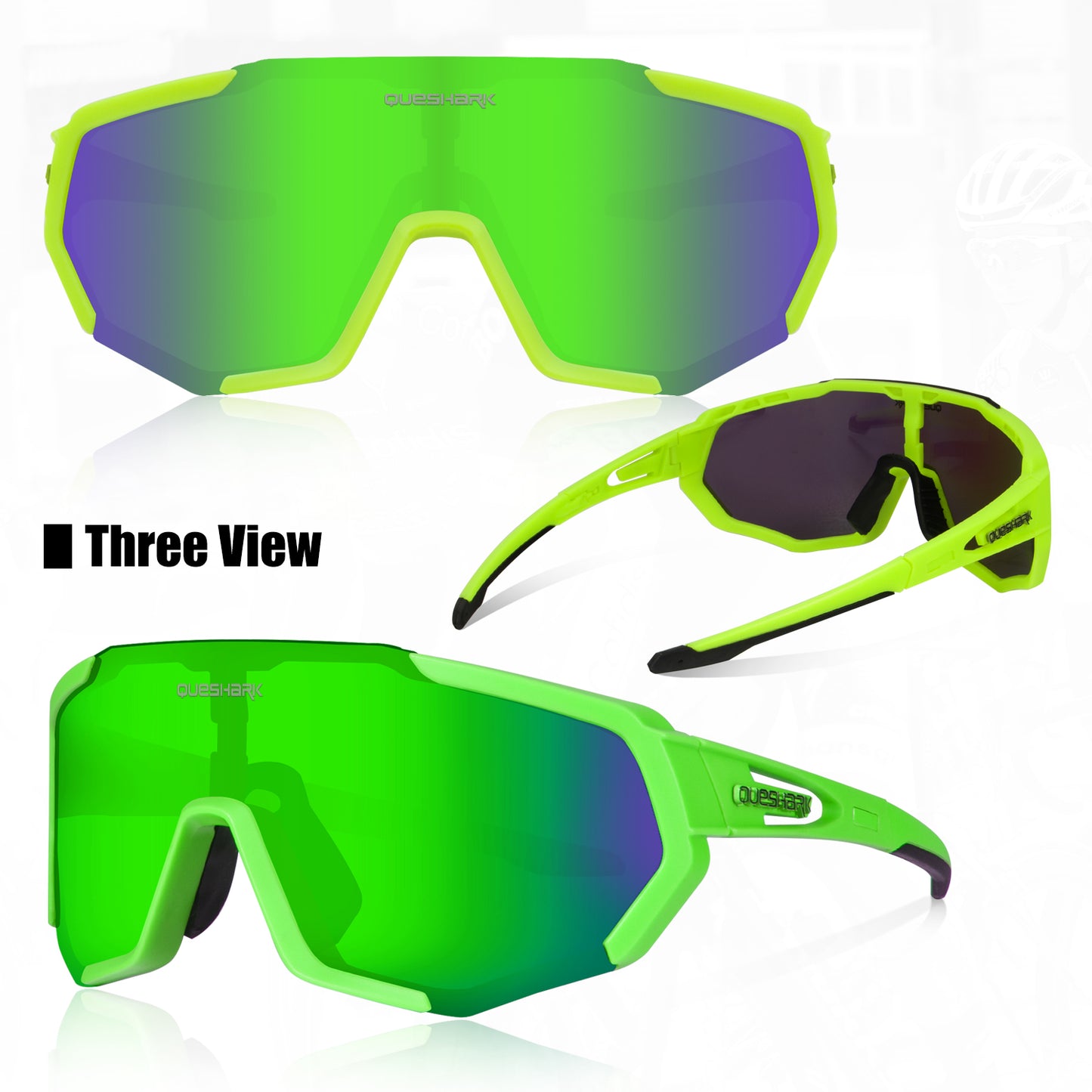 <transcy>QE48 Óculos polarizados verdes para bicicleta Óculos de sol para bicicleta Óculos de ciclismo UV400 5 lentes / conjunto</transcy>