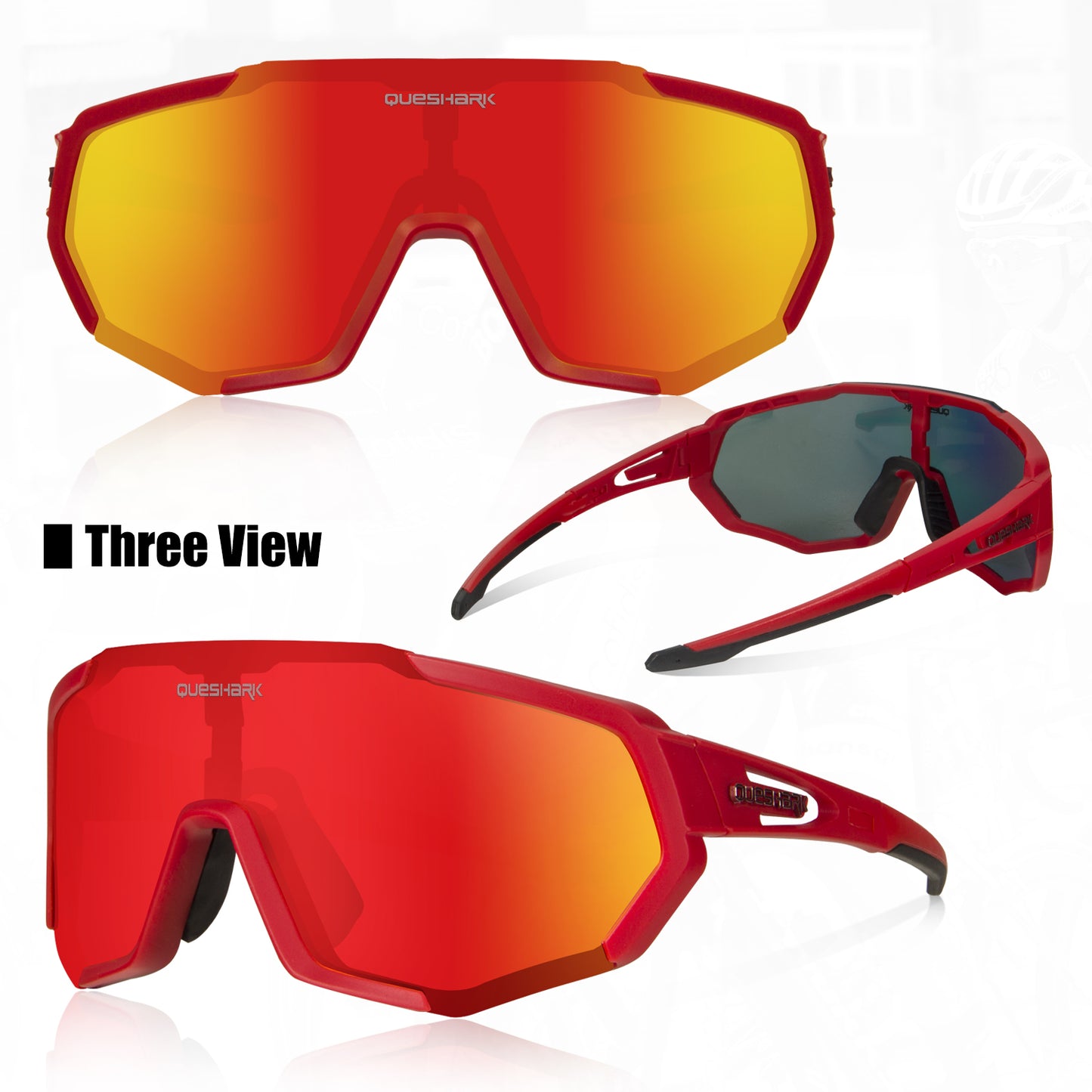 <transcy>QE48 Óculos polarizados vermelhos para bicicleta Óculos de sol para bicicleta Óculos de ciclismo UV400 5 lentes / conjunto</transcy>