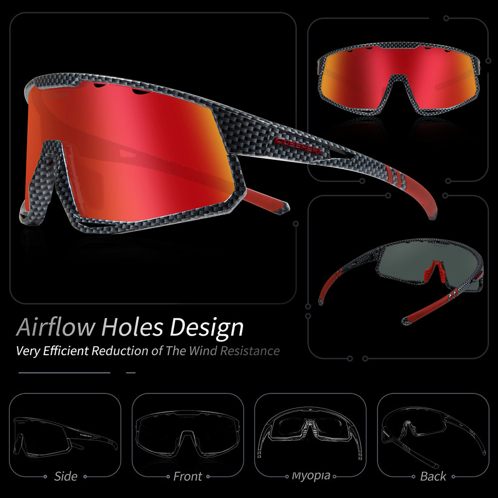 QE56 TXW Gafas de sol polarizadas Gafas de ciclismo Hombres Mujeres Gafas de conducción de gran tamaño con 5 lentes