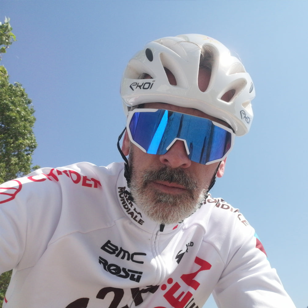 QE42 White UV400 Polarized Cycling Eyewear Bike Glasses Bicycle Sunglasses 5 Lens/Set