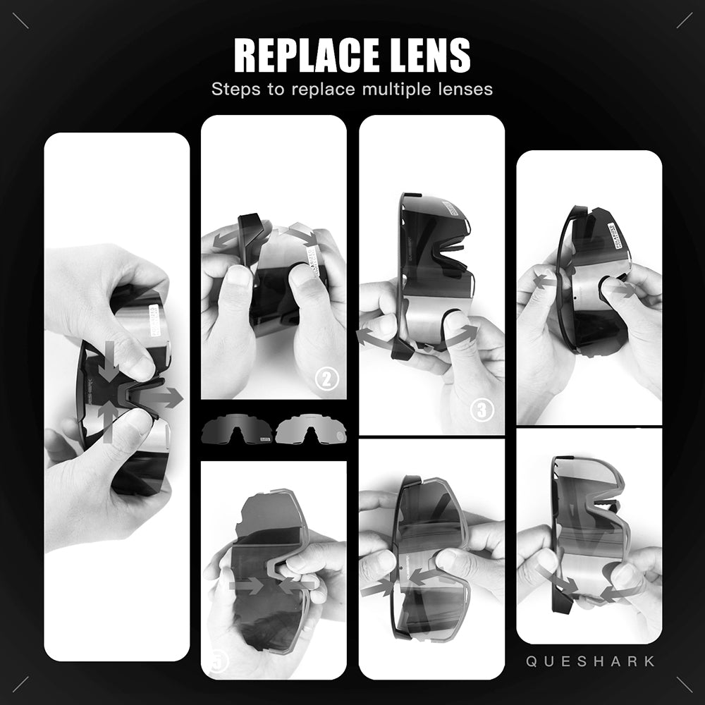QE56 YLR Polarized Sunglasses Cycling Eyewear Men Women Oversized Driving Glasses with 5 Lens