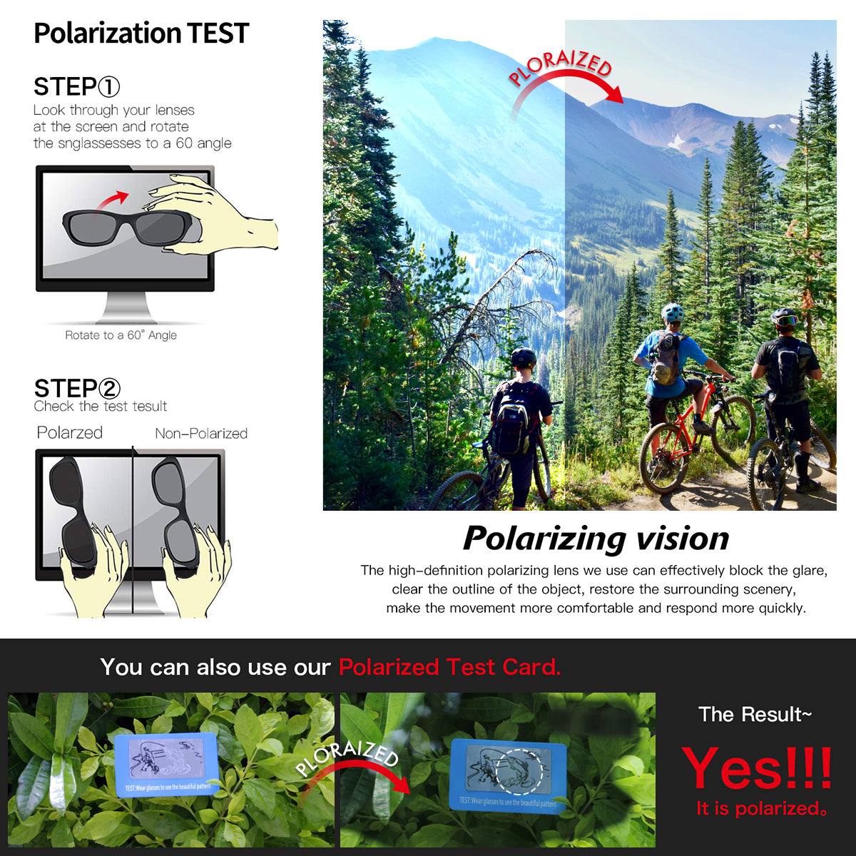<transcy>Óculos de sol polarizados para bicicleta QE48 preto azul óculos de proteção para ciclismo óculos UV400 5 lentes / conjunto</transcy>