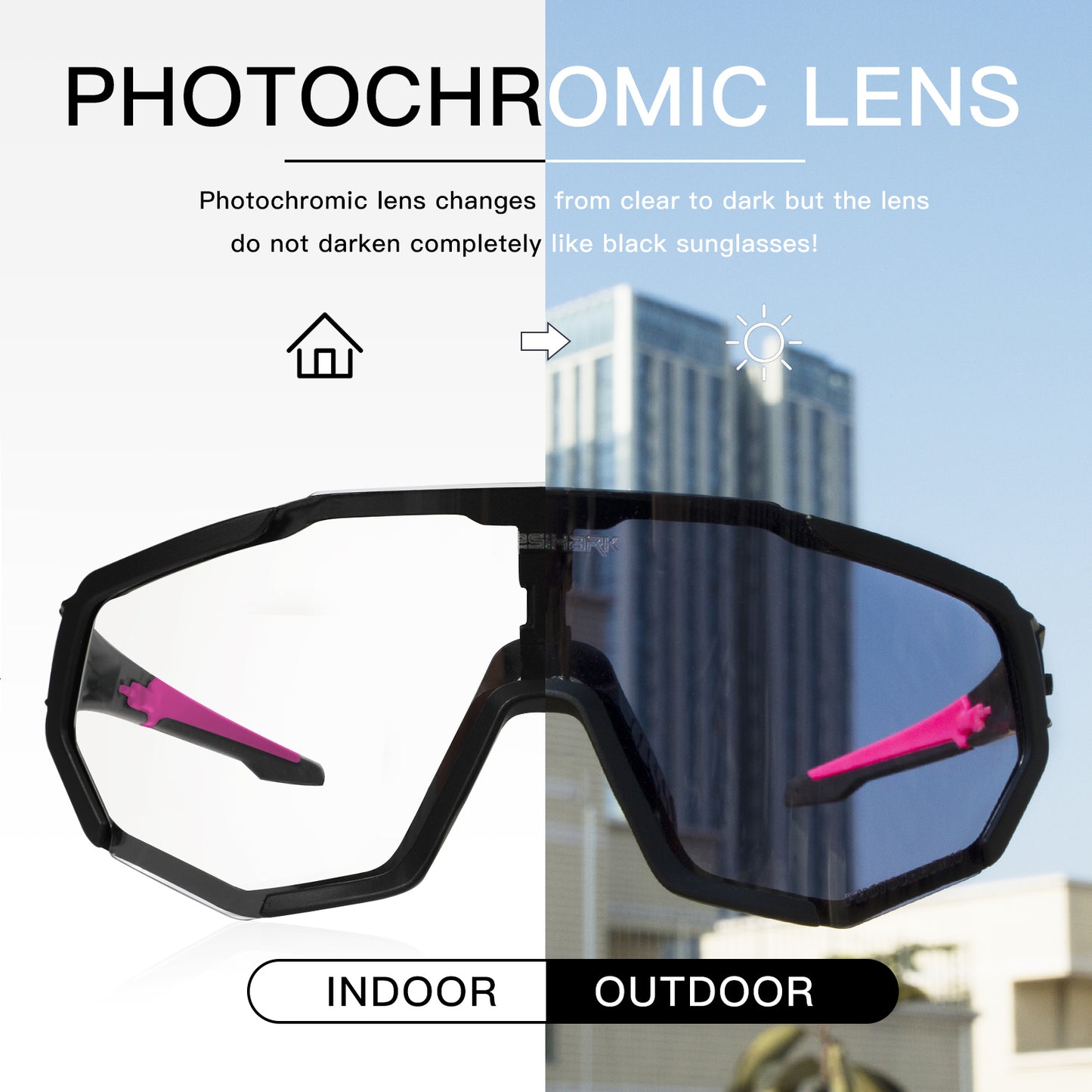 QE48 BS Queshark Photochromic Sunglasses for Men Women Safety Cycling Glasses UV Protection Outdoor Sport MTB TXW