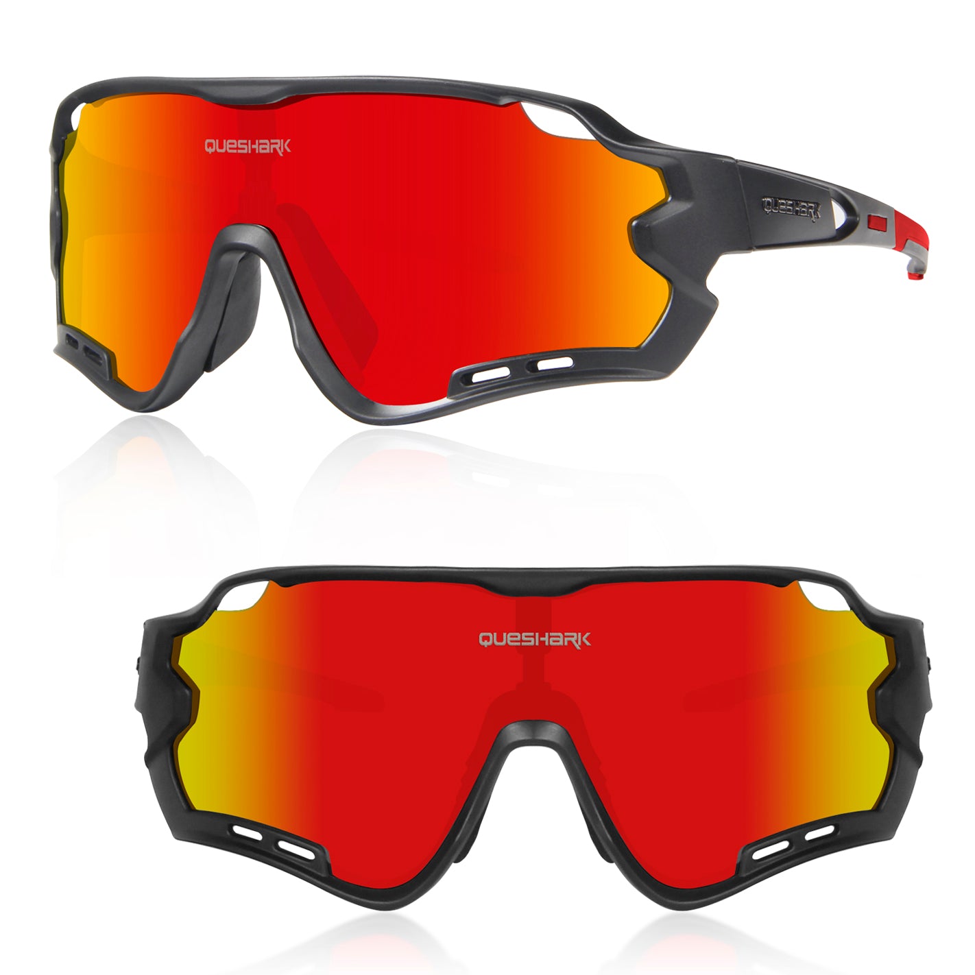 Queshark QE44 Polarized Cycling Sunglasses UV400 Protection Bike Glasses Sport Eyewear for Men Women 4 Lens