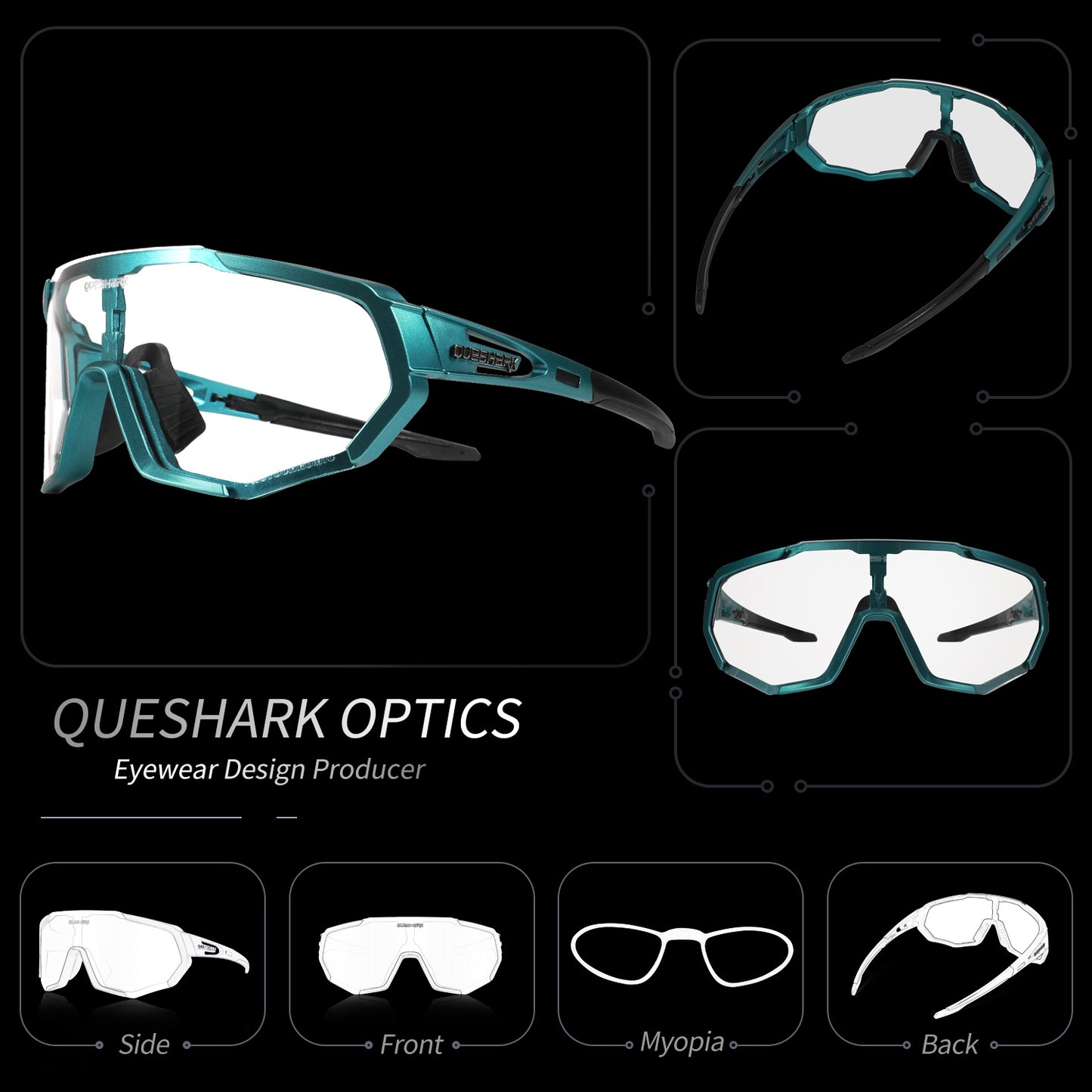 QE48 BS Queshark Gafas de sol fotocromáticas para hombres Mujeres Gafas de seguridad para ciclismo Protección UV Deporte al aire libre MTB DDL
