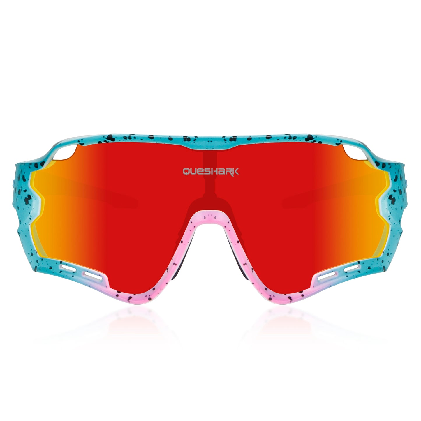 QE44 Blue Pink Polarized Cycling Sunglasses UV400 Bike Glasses Sport Eyewear for Men Women 4 Lens