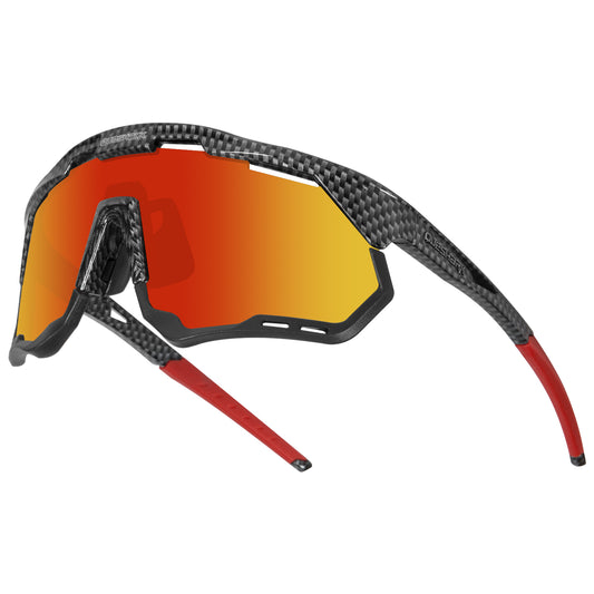 QE52 Carbon Fiber Polarized Cycling Glasses Men Women Sport Sunglasses with Replaceable Frame/Lens