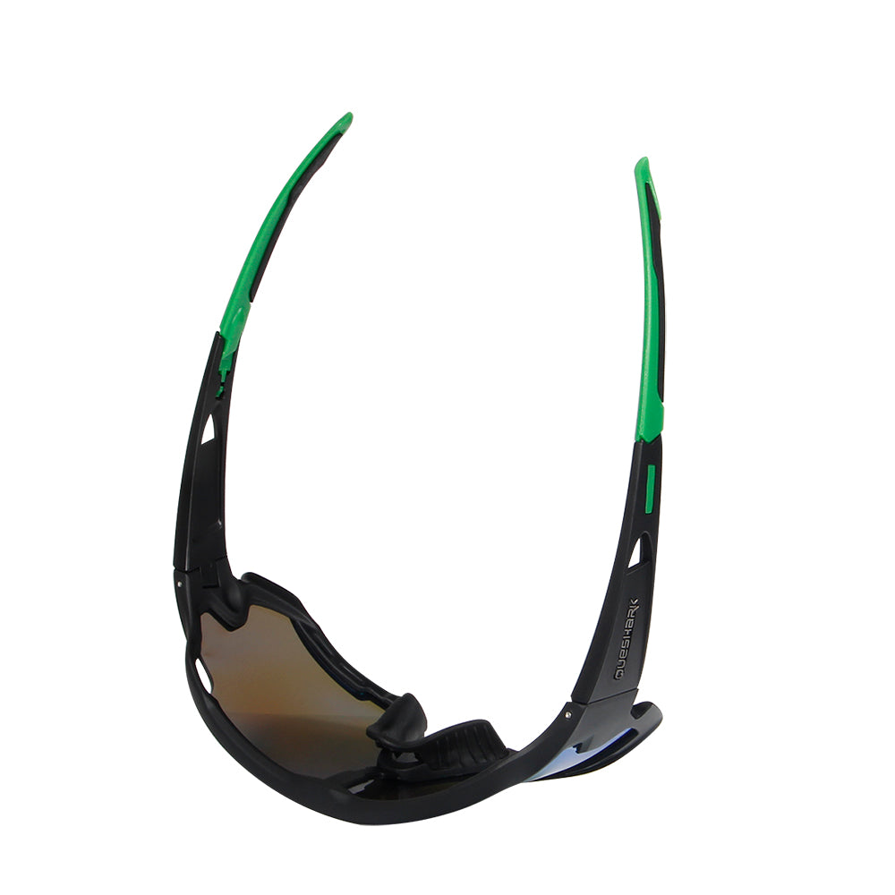 QE44 Black Green Polarized Cycling Sunglasses UV400 Bike Glasses Sport Eyewear for Men Women 4 Lens