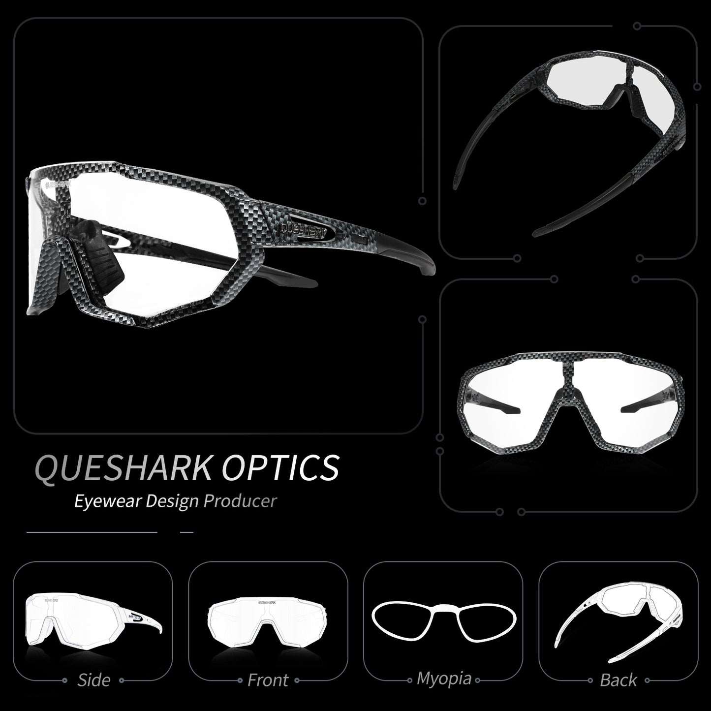 QE48 BS Queshark Photochromic Sunglasses for Men Women Safety Cycling Glasses UV Protection Outdoor Sport MTB TXW