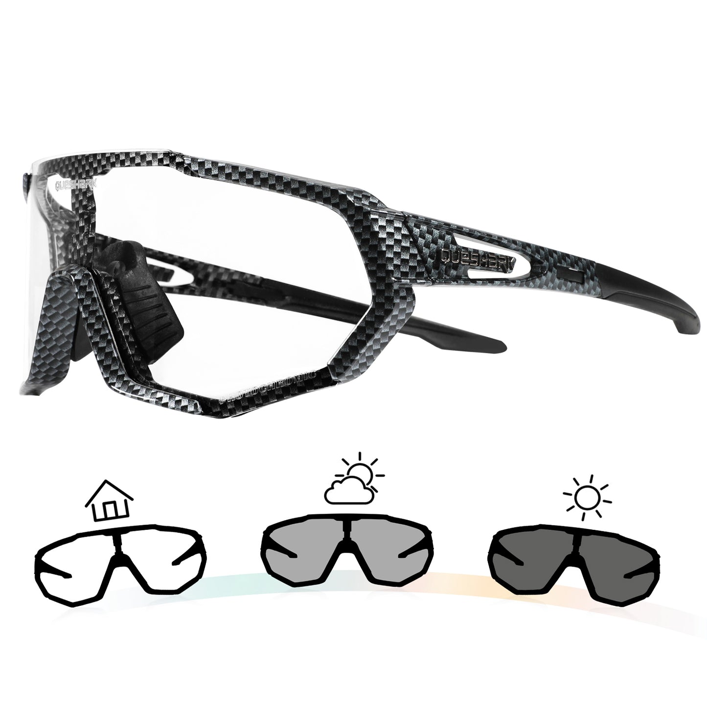QE48 BS Queshark Photochromic Sunglasses for Men Women Safety Cycling Glasses UV Protection Outdoor Sport MTB TXW