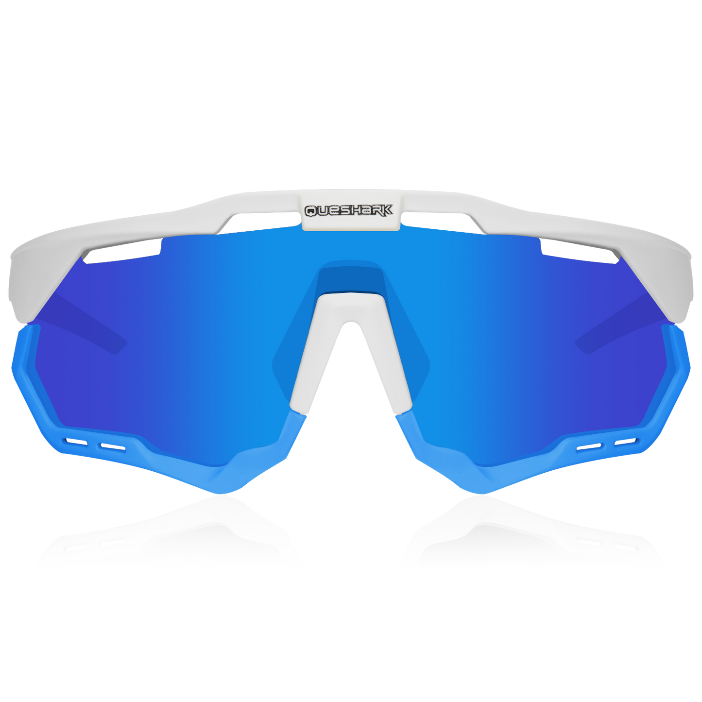 QE52 White Blue Polarized Cycling Glasses Men Women Sport Sunglasses with Replaceable Frame/Lens