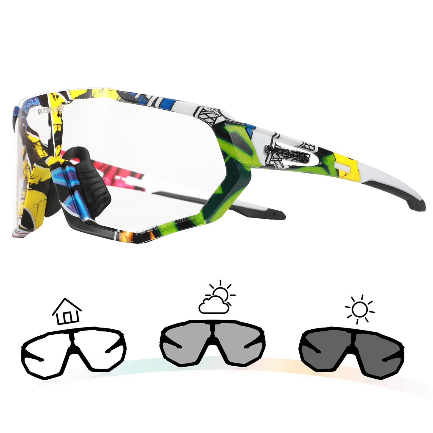 Óculos de sol fotocromáticos QE48 BS Queshark para homens mulheres óculos de segurança para ciclismo proteção UV Esporte ao ar livre MTB YLR