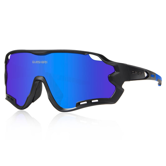 QE44 Black Blue Polarized Cycling Sunglasses UV400 Bike Glasses Sport Eyewear for Men Women 4 Lens