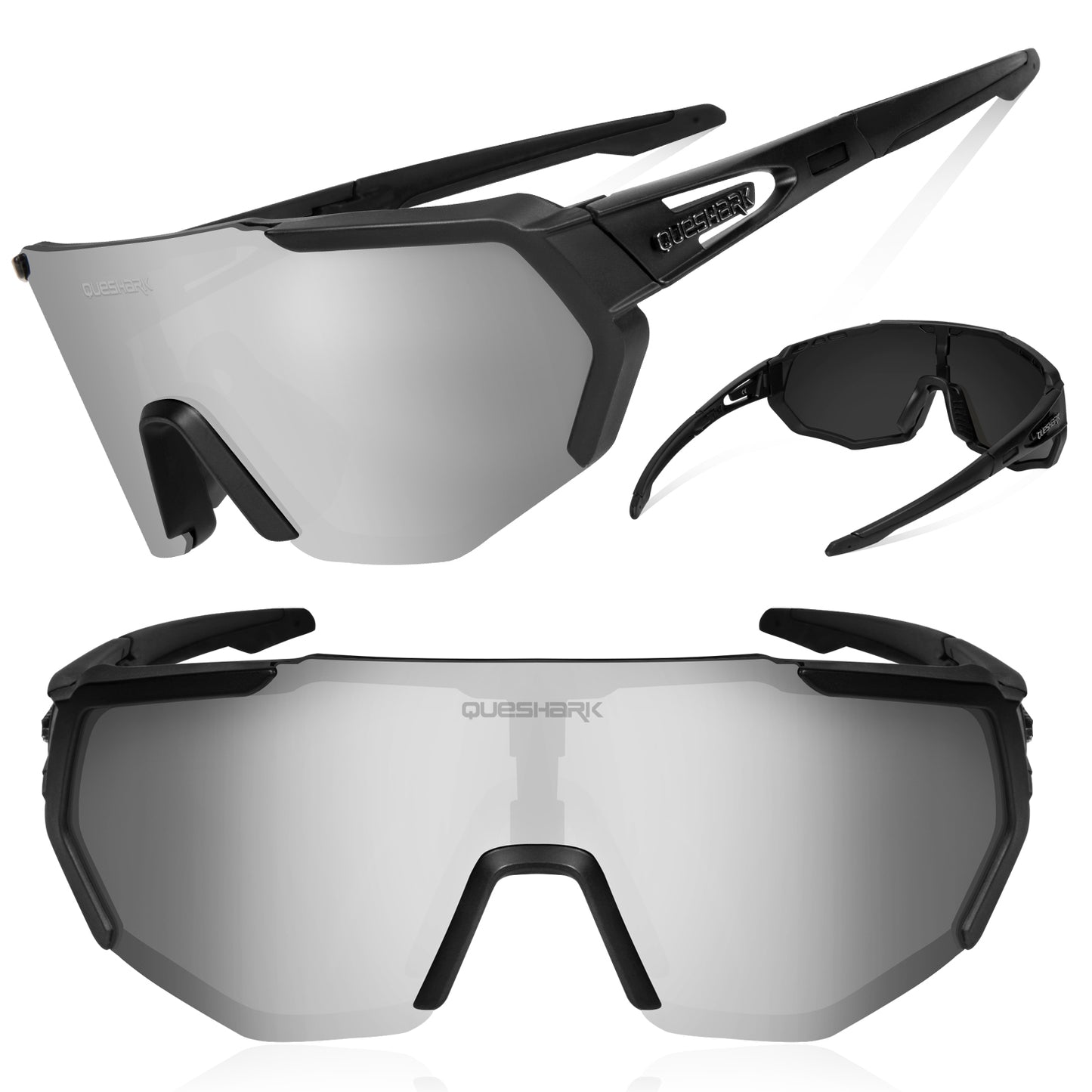 QE42 Black UV400 Polarized Cycling Eyewear Bike Glasses Bicycle Sunglasses UV400 5 Lens/Set