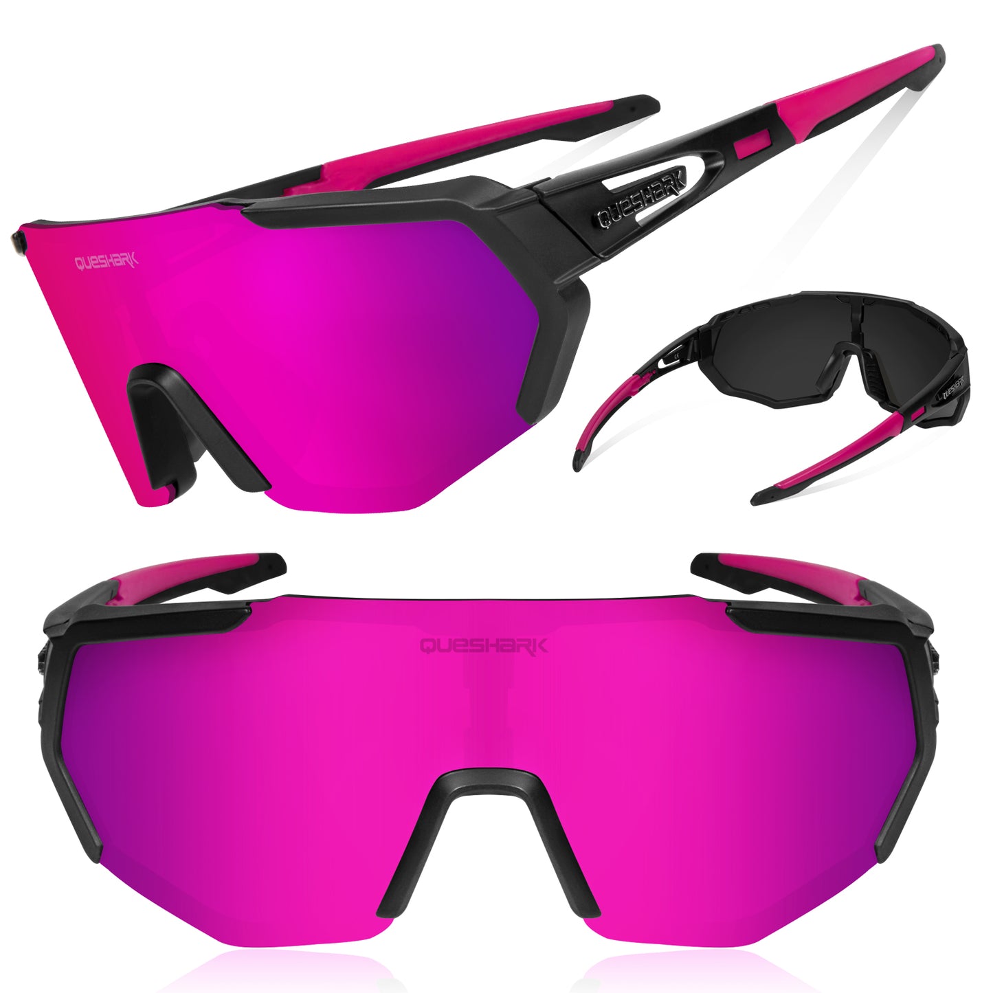 <transcy>QE42 Negro Rosa UV400 Gafas de ciclismo polarizadas Gafas de bicicleta Gafas de sol de bicicleta 5 lentes / juego</transcy>