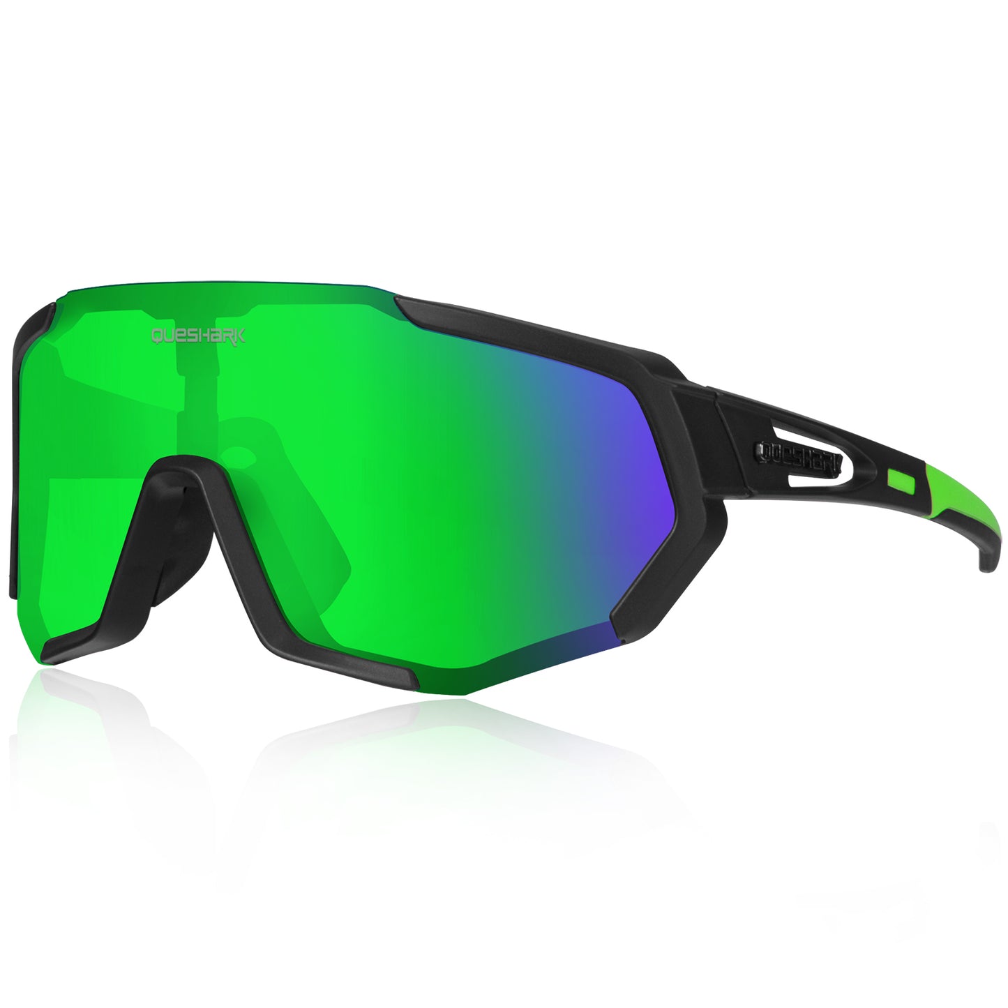 <transcy>QE48 noir vert lunettes polarisées vélo lunettes de soleil lunettes de vélo lunettes de cyclisme UV400 5 lentille/ensemble</transcy>