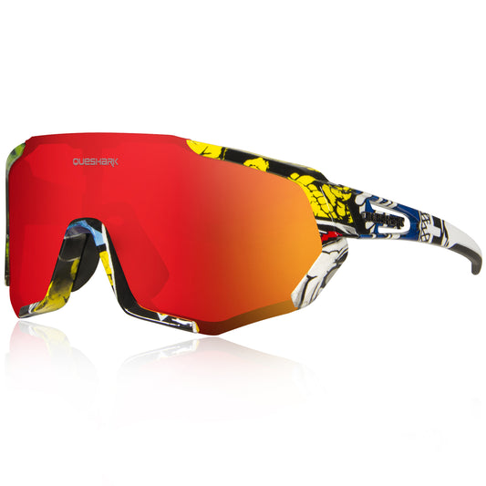 <transcy>QE48 lunettes polarisées rouges colorées lunettes de soleil de vélo lunettes de vélo lunettes de cyclisme UV400 5 lentille/ensemble</transcy>