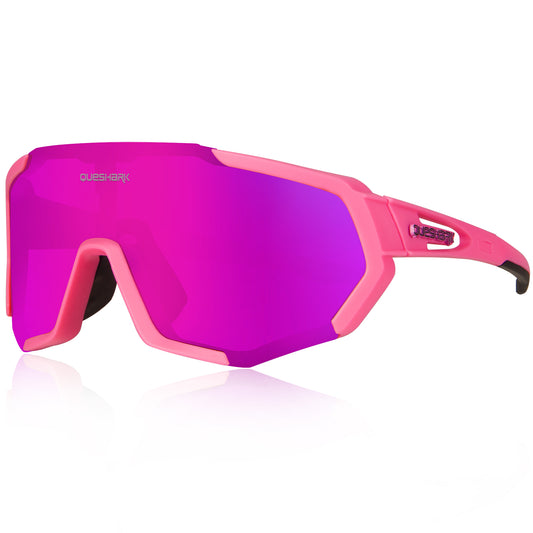 QE48 Pink Polarized Glasses Bike Sunglasses Bicycle Goggles Cycling Eyewear UV400 5 Lens/Set