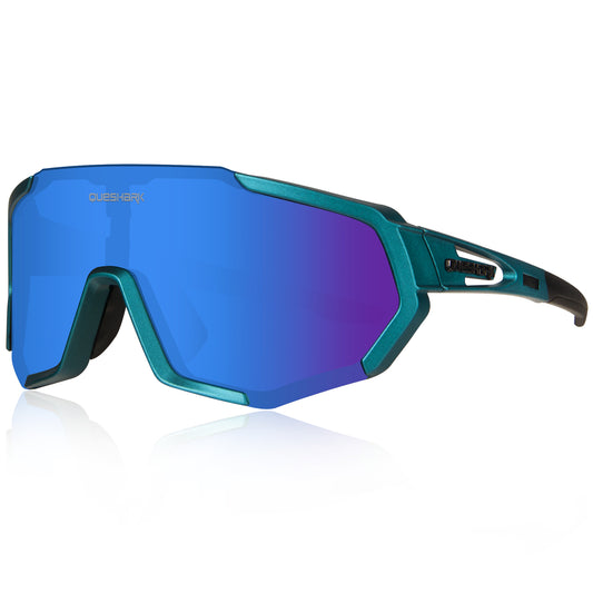 QE48 Matte Blue Polarized Glasses Bike Sunglasses Bicycle Goggles Cycling Eyewear UV400 5 Lens/Set