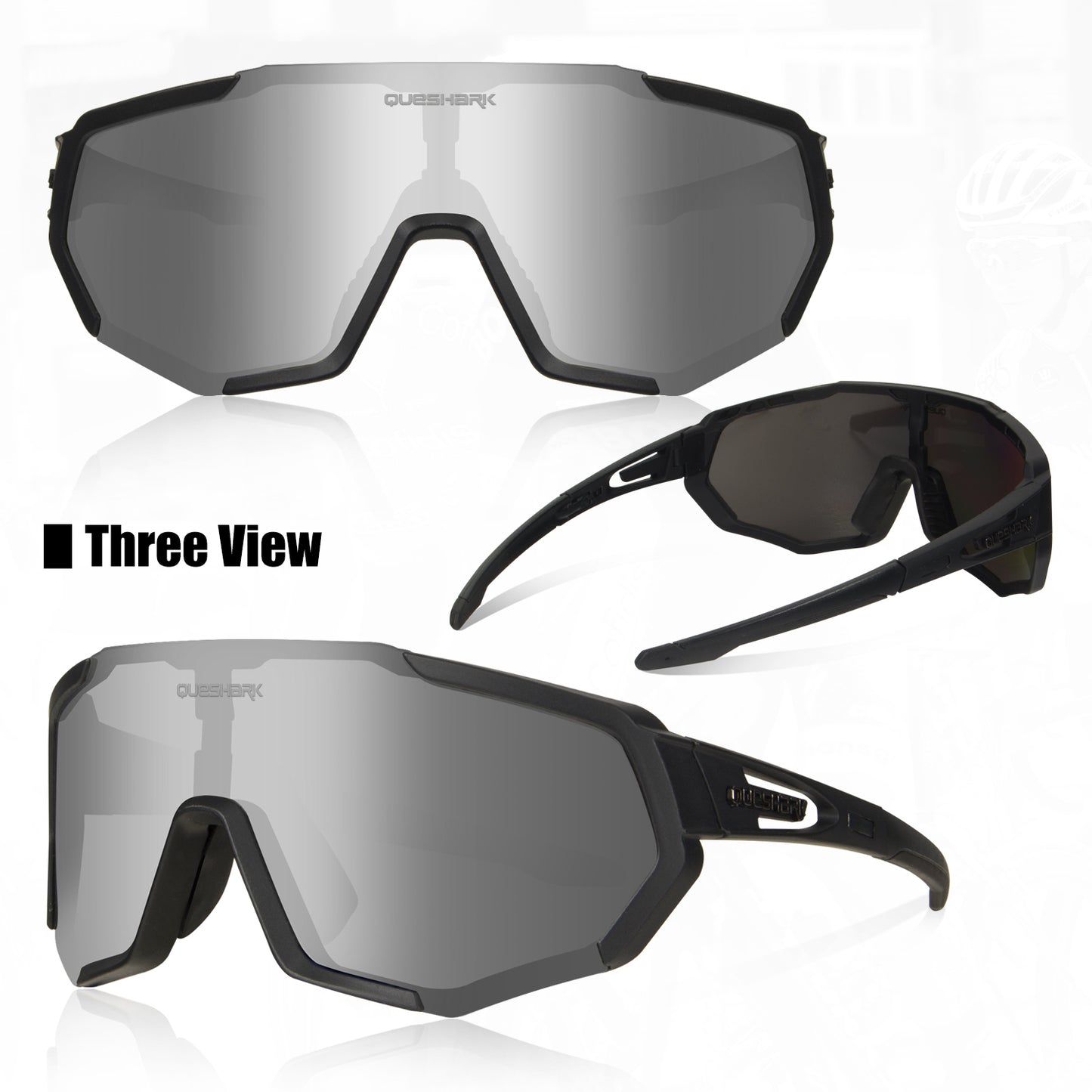 QE48 Occhiali da sole polarizzati neri Occhiali da sole da bici Occhiali da bicicletta Occhiali da ciclismo Occhiali UV400 5 lenti/set