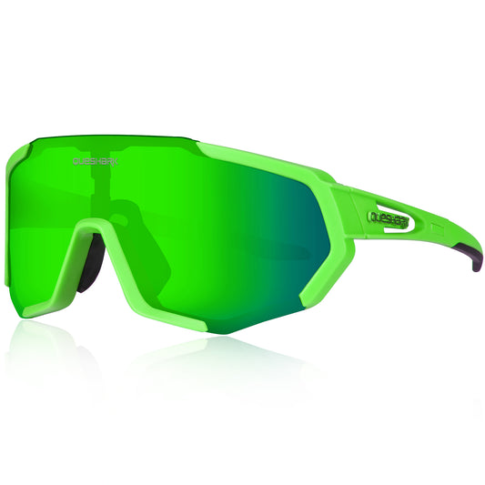 QE48 Green Polarized Glasses Bike Sunglasses Bicycle Goggles Cycling Eyewear UV400 5 Lens/Set