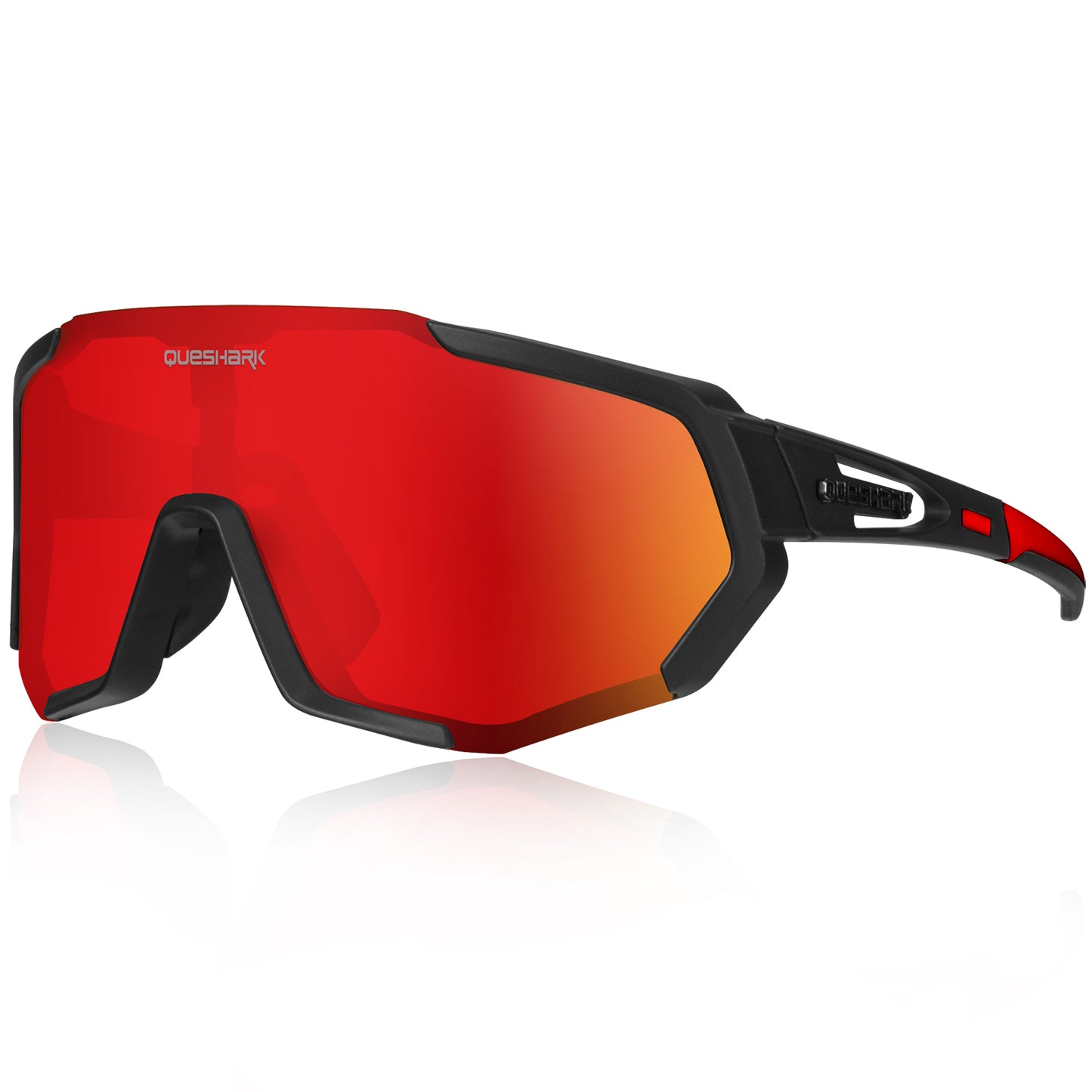QE48 Black Red Polarized Glasses Bike Sunglasses Bicycle Goggles Cycling Eyewear UV400 5 Lens/Set