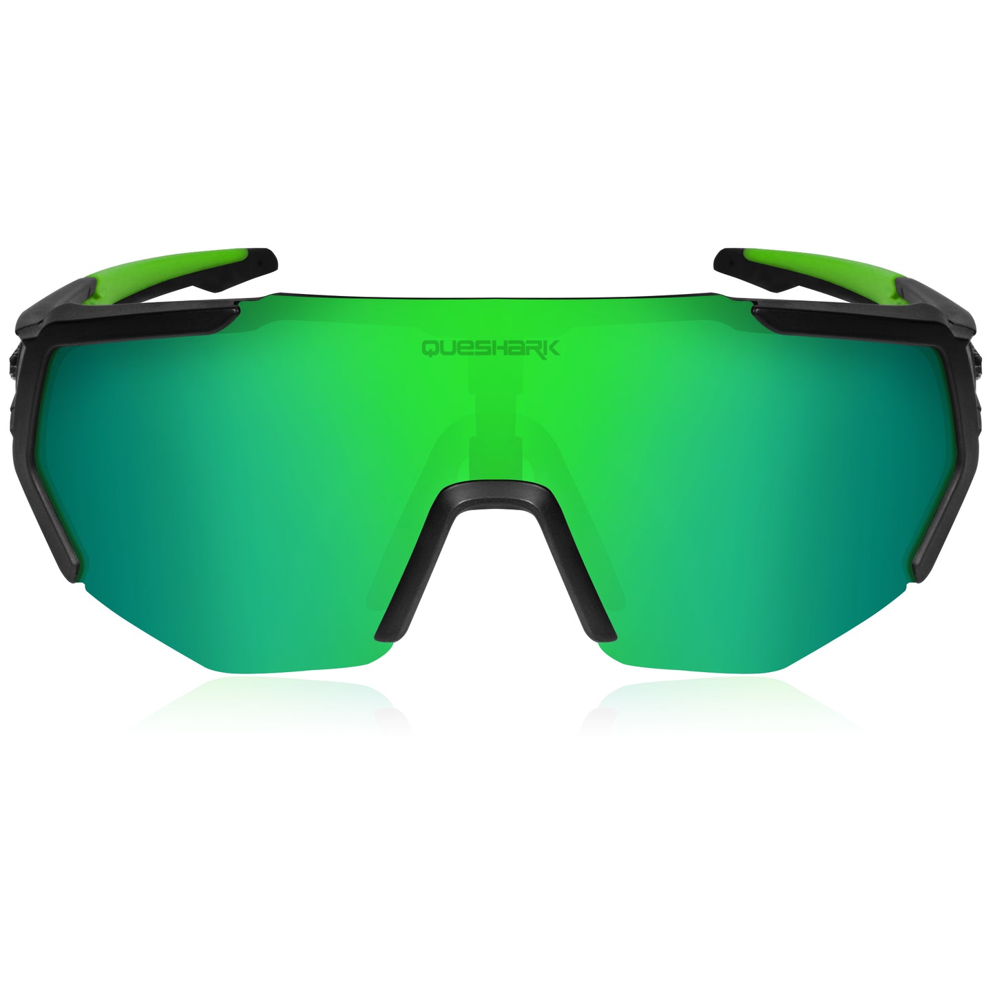 QE42 Black Green UV400 Polarized Cycling Eyewear Bike Glasses Bicycle Sunglasses 5 Lens/Set