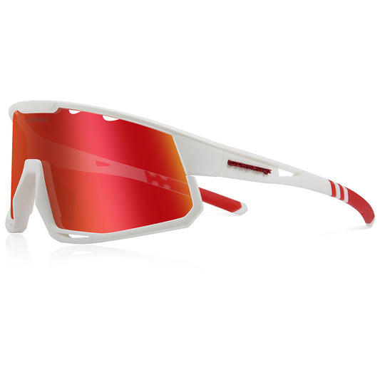 Óculos de sol polarizados brancos QE56 Óculos de ciclismo masculino e feminino Óculos de direção grandes com 5 lentes