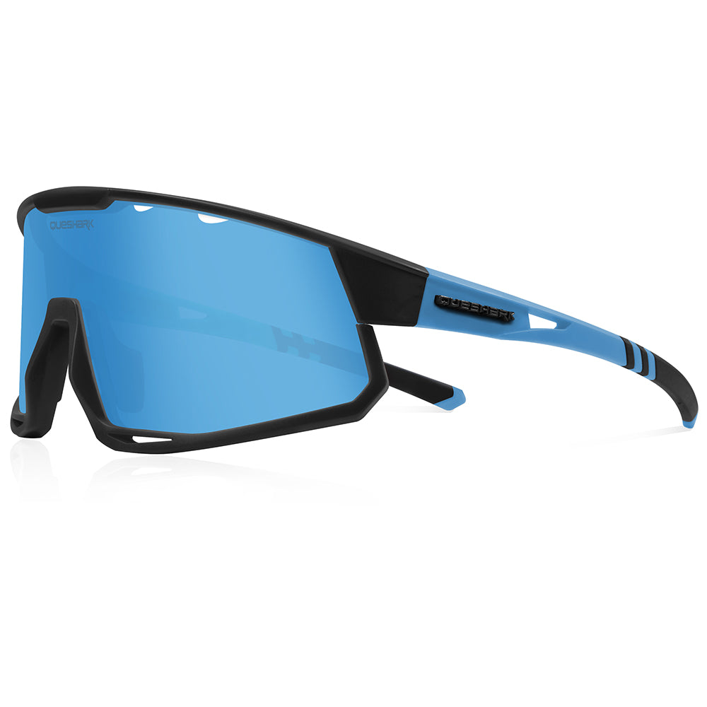 QE56 Lunettes de soleil polarisées bleues Lunettes de cyclisme Hommes Femmes Lunettes de conduite surdimensionnées avec 5 lentilles