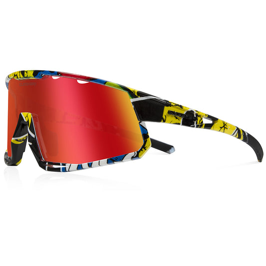 Óculos de sol polarizados QE56 YLR Óculos de ciclismo masculino e feminino Óculos de direção grandes com 5 lentes