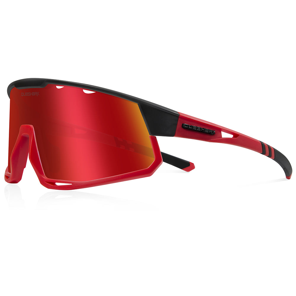 Óculos de sol polarizados vermelhos QE56 Óculos de ciclismo masculino e feminino Óculos de direção grandes com 5 lentes