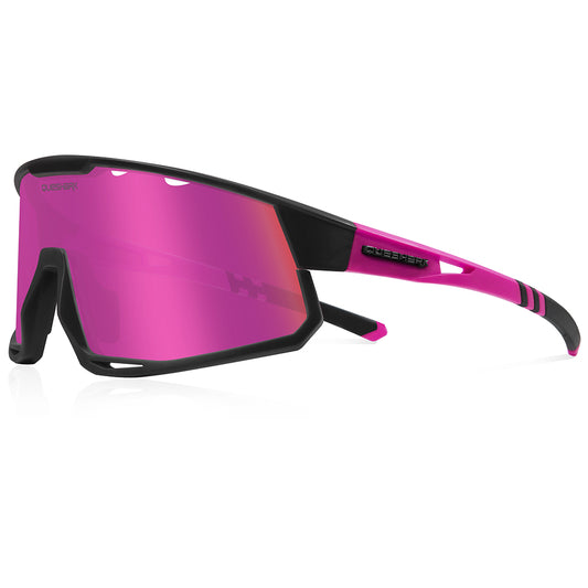 Óculos de sol polarizados rosa QE56 Óculos de ciclismo masculino e feminino Óculos de direção grandes com 5 lentes