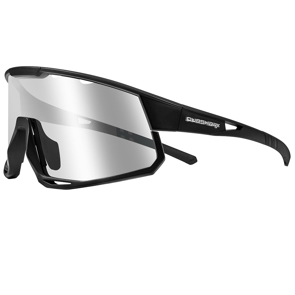 QE56 Gafas de sol polarizadas negras Gafas de ciclismo Hombres Mujeres Gafas de conducción de gran tamaño con 5 lentes