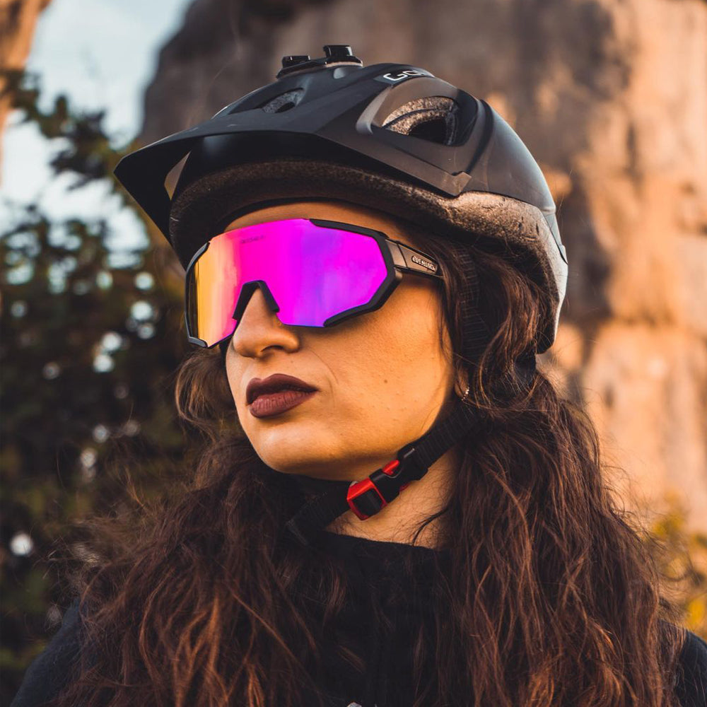 QE42 Black Pink UV400 Polarized Cycling Eyewear Bike Glasses Bicycle Sunglasses 5 Lens/Set