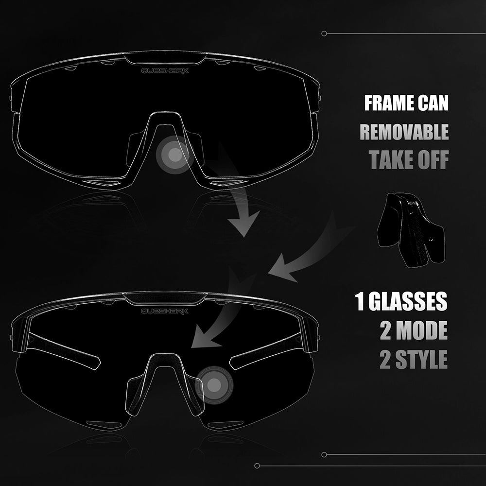 Óculos de sol polarizados QE56 TXW Óculos de ciclismo masculino e feminino Óculos de direção grandes com 5 lentes