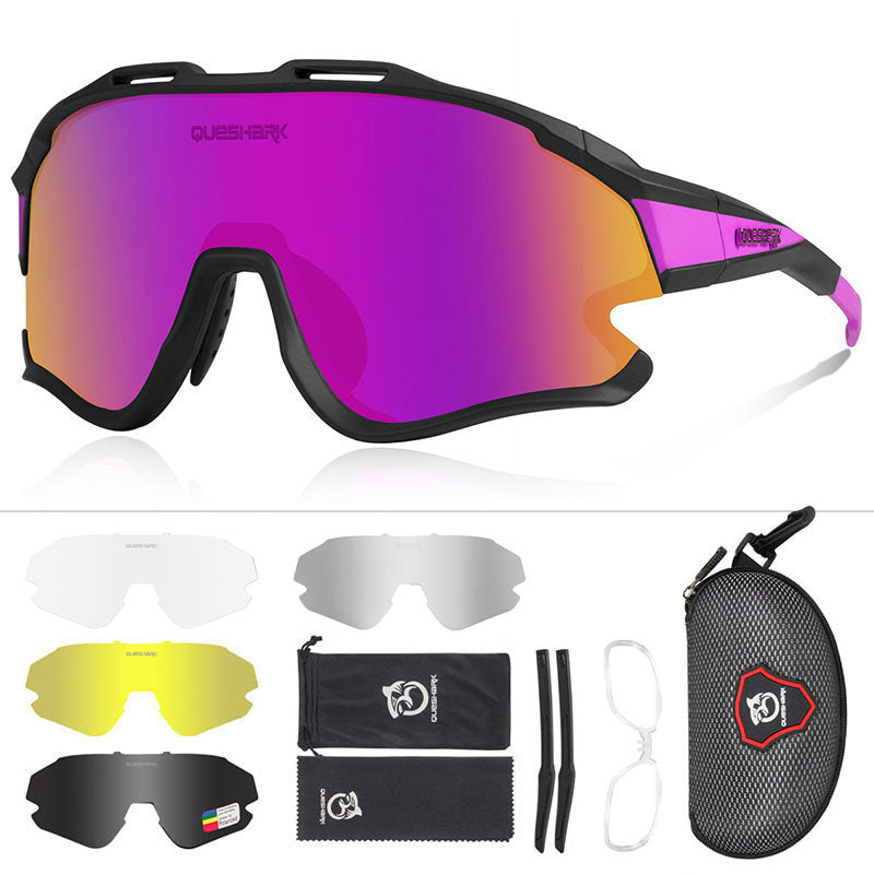 <transcy>Óculos de ciclismo QE51 preto rosa UV400 para bicicleta óculos de sol 1 polarizado 3 lentes HD</transcy>