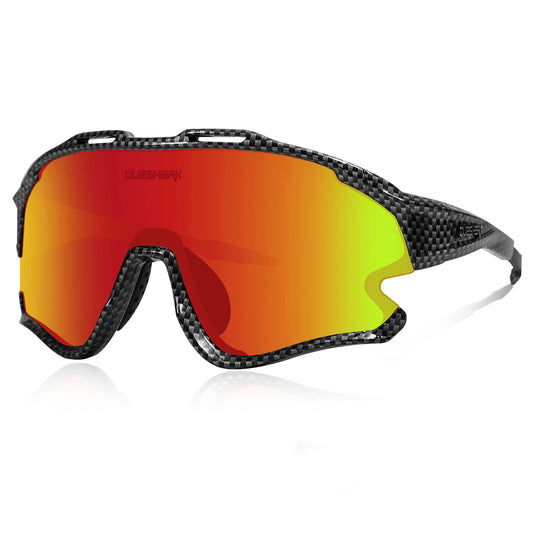 <transcy>QE51 Gafas de ciclismo negras UV400 de fibra de carbono Gafas de sol de bicicleta 1 Lente polarizada 3 HD</transcy>