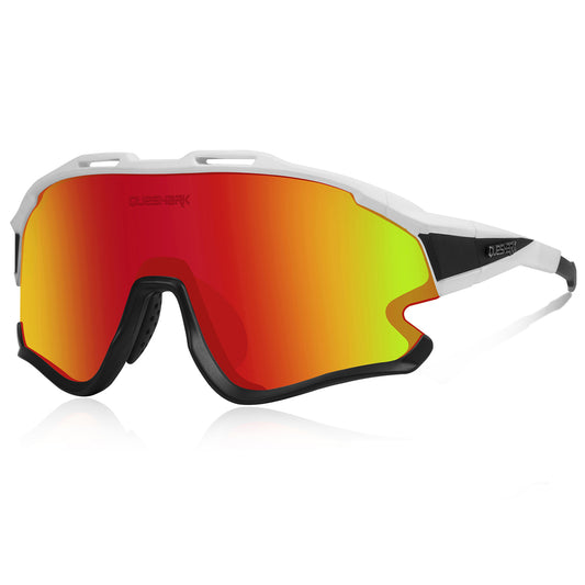 <transcy>QE51 Blanc Noir UV400 Lunettes De Vélo Lunettes De Soleil De Vélo 1 Lentille Polarisée 3 HD</transcy>