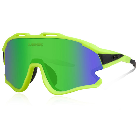 QE51 Green UV400 Cycling Glasses Bike Sunglasses 1 Polarized 3 HD Lens