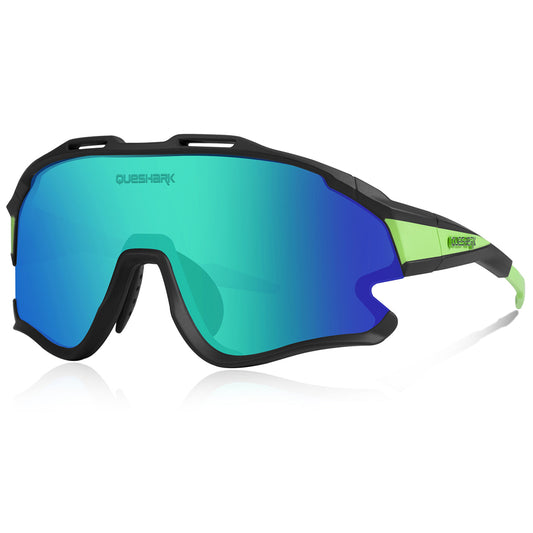 <transcy>QE51 noir vert UV400 lunettes de cyclisme lunettes de soleil de vélo 1 lentille polarisée 3 HD</transcy>