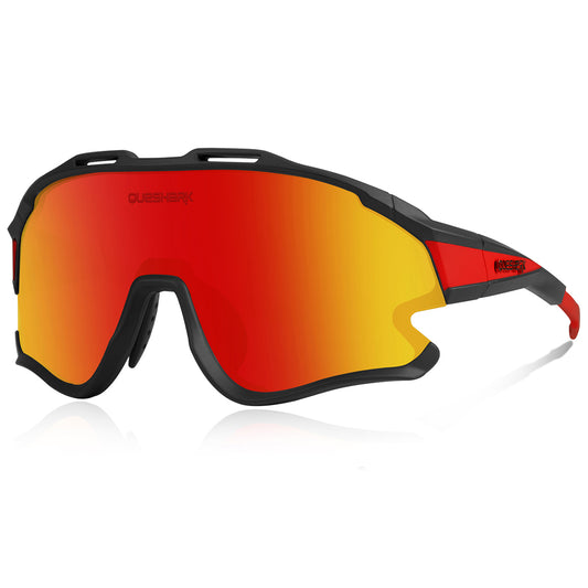 <transcy>QE51 noir rouge UV400 lunettes de cyclisme lunettes de soleil de vélo 1 lentille polarisée 3 HD</transcy>