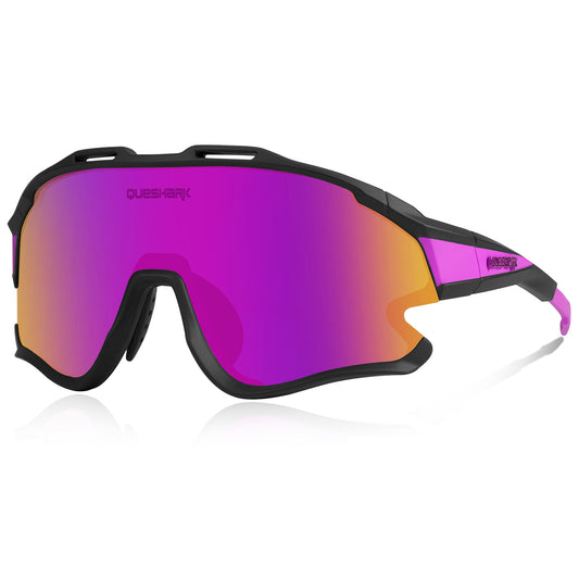 <transcy>QE51 noir rose UV400 lunettes de cyclisme lunettes de soleil de vélo 1 lentille polarisée 3 HD</transcy>